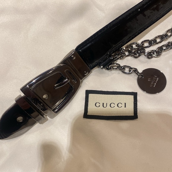 GUCCI fabulous pattern leather with silver plated hardware, 35” long, dust bag - Picture 12 of 16
